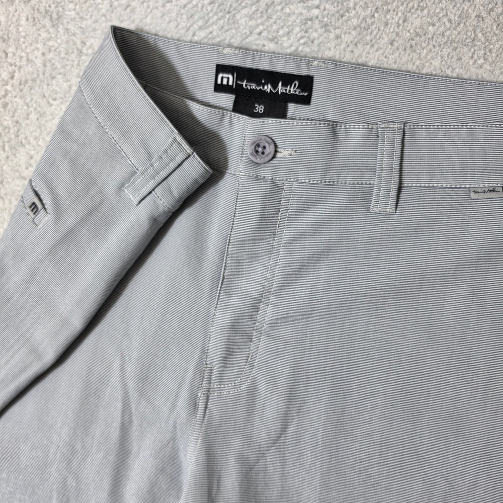NEW Travis Mathew Shorts Mens 38/11 Grey Micro Stripe Stretch Golf Casual